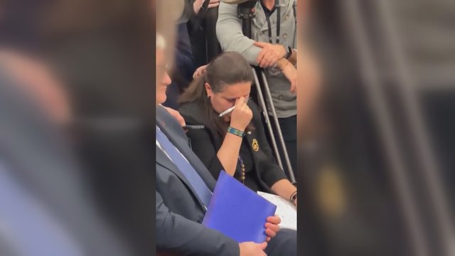Užfiksuota Ukrainos ambasadorės Jungtinėse Valstijose reakcija į D. Trumpo pareiškimus