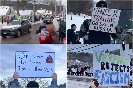 V. Zelenskį užsipuolusiam J. D. Vance'ui teko keisti atostogų planus: išgąsdino įtūžusi protestuotojų minia