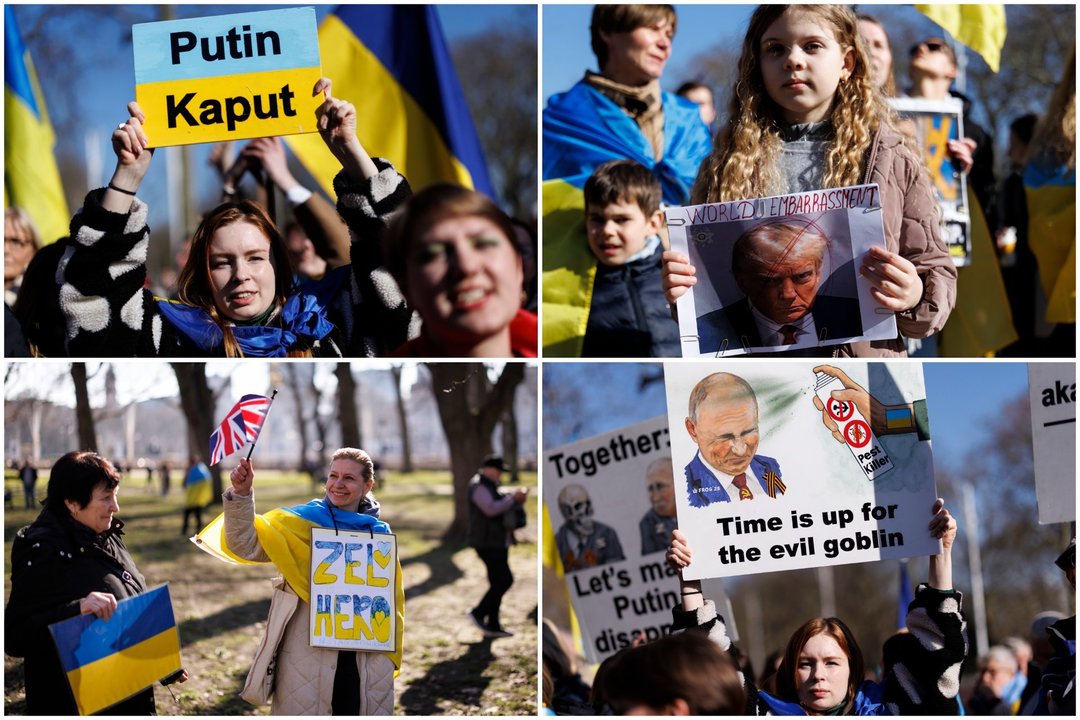 Londone renkantis Europos ir NATO lyderiams įvyko ir paramos Ukrainai akcija.<br> Lrytas montažas.