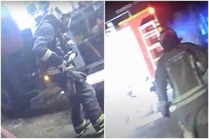 Policija paviešino dramatišką vaizdo medžiagą, kaip greta Druskininkų buvo gelbėjamas namus padegęs vyras