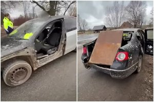 Nepatikėsite, kokį kelių siaubūną sustabdė Latvijos policija – tokius automobilius mes matome tik autolaužynuose