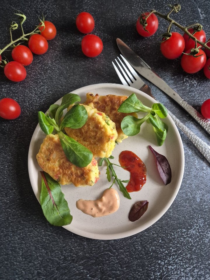 Krabų lazdelių blyneliai.<br> „Kviečiu į virtuvę“ nuotr.