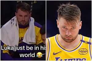 L. Dončičius kūrė šou, bet į akis krito kita detalė – kameros tai užfiksavo minutės pertraukėlės metu