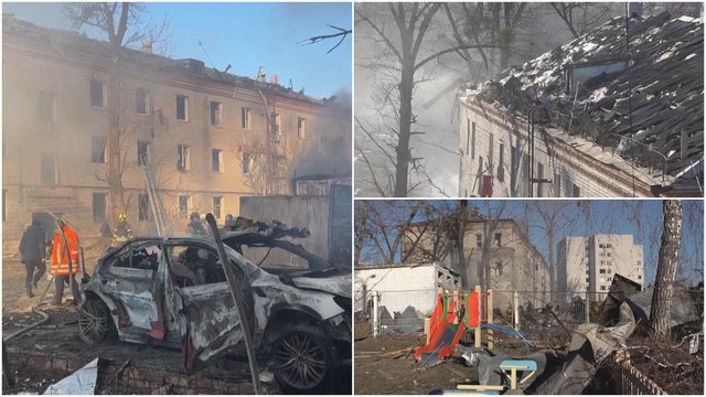Dar vienas rusų smūgis Charkivui: apgadinta infrastruktūra, sužeisti aštuoni žmonės