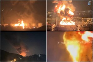 Rusijos Krasnodaro regione – dronų smūgis naftos perdirbimo gamyklai: skelbiamos nuotraukos ir vaizdai