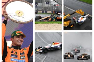 Lietumi ir šešiais sudaužytais bolidais pažymėtame „Formulės 1“ starte Australijoje triumfavo L. Norrisas