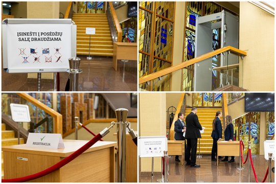 Specialus sąrašas, spintelės ir detektorius: kadruose – vaizdai iš Seimo prieš ypač svarbų posėdį