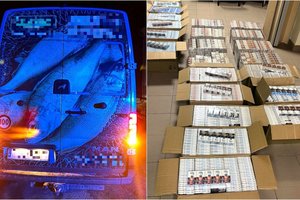 Pasieniečiai sulaikė į Lenkiją gabentą baltarusiškų cigarečių, „aromatizuotų“ žuvimi, krovinį