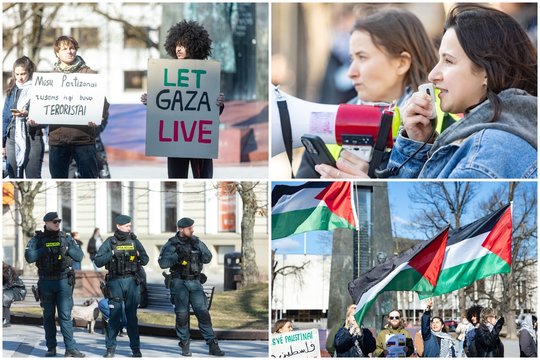 Nuo šūkių „Leisk Gazai gyventi“ iki apeliacijų į Lietuvos partizanus: Vilniuje – protestas už Palestiną