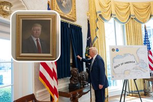 D. Trumpas piktinasi „iškraipytu“ savo portretu: taip „tikriausiai dar nesu matęs“