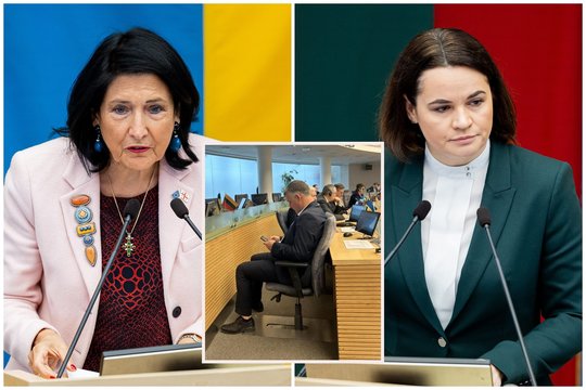 S. Cichanouskajos ir S. Zurabišvili kalbos Seime metu – V. Ąžuolo akibrokštas