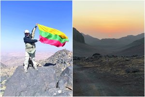 Užklupęs virusas lietuvių ryžto nenugalėjo: Sacharos širdyje stūksančioje viršukalnėje suplazdėjo trispalvė