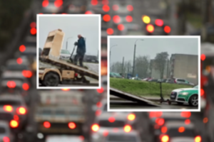 Kuriozas Kaune: elektrinį paspirtuką policija transportavo tralu