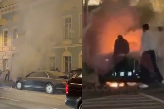 Maskvoje po sprogimo liepsnose skendo V. Putino limuzinas: vis garsiau kalbama apie Kremliaus lyderio paranoją