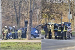 Vilniaus ugniagesiai išsaugojo rūkti pradėjusį automobilį – įvykio vietoje atsidūrė akimirksniu