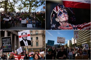 JAV miestų gatves užplūdo protestuotojai: prieštarauja skaldančiai D. Trumpo politikai