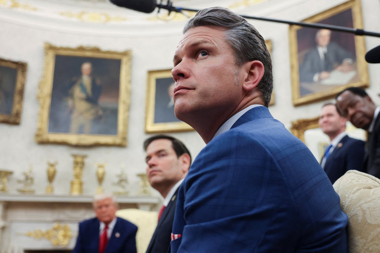 P. Hegsethas, M. Rubio ir D. Trumpas.<br>Reuters/Scanpix nuotr.