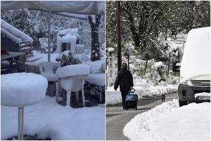 Turistus viliojančią Graikiją užklojo sniegas ir apgaubė šaltis: „To nematome net žiemą“
