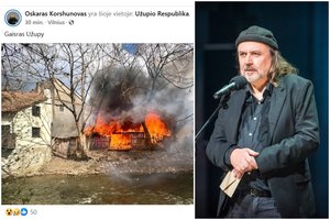 Vilniaus Užupyje užsiliepsnojo sandėliukas, ugnis persimetė į namą – apie gaisrą pranešė režisierius O. Koršunovas