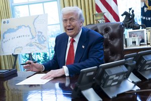 D. Trumpas pasirašo įsaką „padaryti Amerikos dušus vėl didžius“