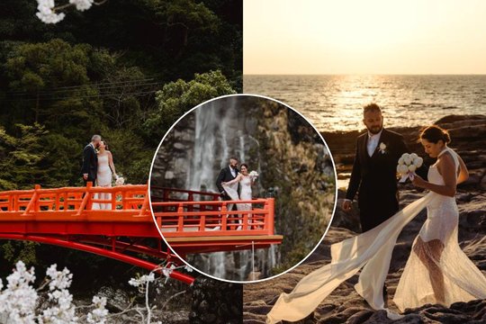 Politikas Arūnas Valinskas jaunesnysis paviešino pasakiškas vestuvių Japonijoje nuotraukas