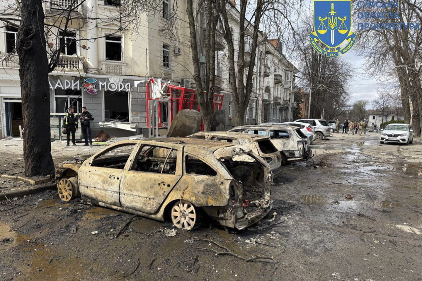 Karas Ukrainoje. Raketų smūgis Sumuose.<br>EPA-ELTA nuotr.