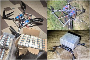 Pasieniečių smūgis kontrabandininkams: per naktį perimti 2 dronai bei 11 oro balionų su cigaretėmis, sulaikyti 4 įtariamieji