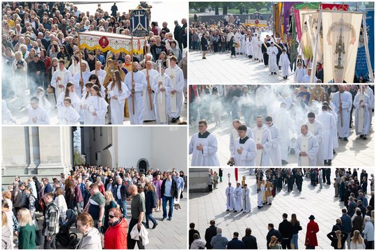 Per Velykas Vilniaus arkikatedroje bazilikoje – mišios su procesija: užfiksuoti tikintieji, dalyvavę ceremonijoje