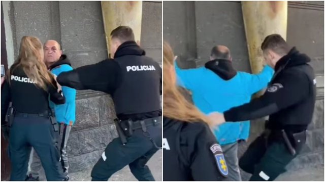 Plinta žmones piktinantis įrašas: užfiksavo, kaip policijos pareigūnas sulaikė įtariamąjį