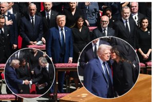 Skaitytoja iš lūpų atskleidė, kokius tris žodžius M. Trump pakuždėjo D. Trumpui per laidotuves: pakartojo kelis kartus