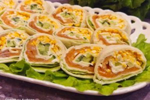 Lavašo suktinukai su lašiša ir kiaušiniu: labai gardūs, todėl nuo stalo dingsta akimirksniu