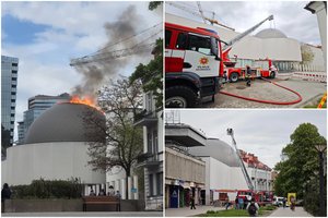 Vilniaus centre kilo didelis gaisras – degė planetariumo stogas