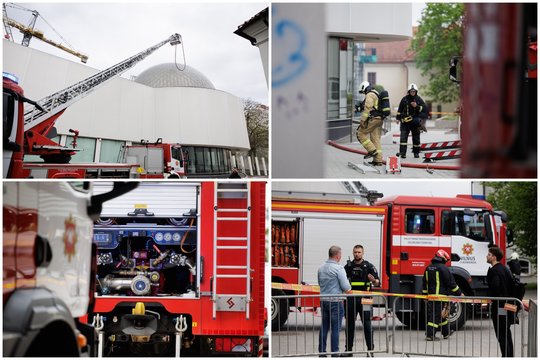 Vilniaus centre užsidegus planetariumui – ugniagesių operacija: užfiksavo, kaip viskas vyko