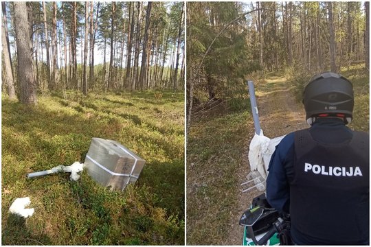Oro balionas su cigaretėmis Trakų r. į mišką leidosi stebint policijos pareigūnams 