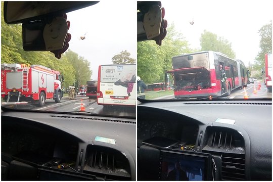 Vilniuje užsiliepsnojo autobusas – vairuotojas vos spėjo išleisti keleivius
