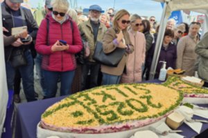 Rekordinį silkių tortą gamino pagal populiarų šventinį receptą – jį skanavo daugiau kaip penki šimtai žmonių