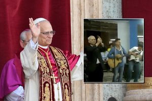 Internete žaibiškai plinta vaizdo įrašas iš vakarėlio su popiežiumi Leonu XIV