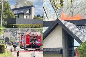 Kačerginėje suliepsnojo prabangus namas: ugnį malšina didelės ugniagesių pajėgos