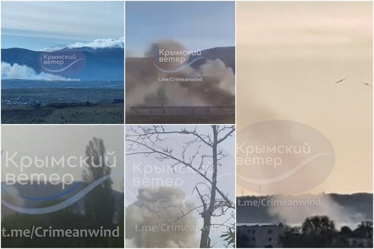 Kryme griaudėja galingi sprogimai: atakuoti aerodromai, dega šaudmenų sandėlis