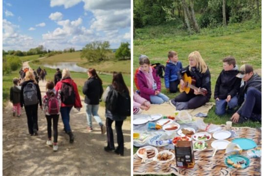 Camino Lituano keliu žygiavo ir vaikai, ir tėveliai: pusiaukelėje laukė sodybos šeimininkų staigmena