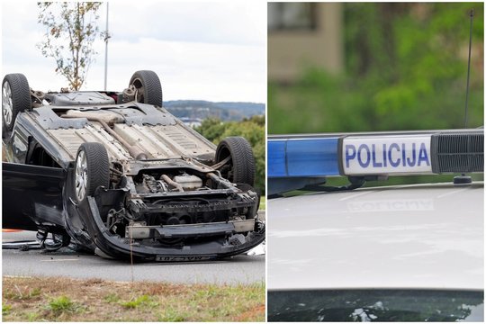 Kėdainiuose apsivertė girto vairuotojo automobilis