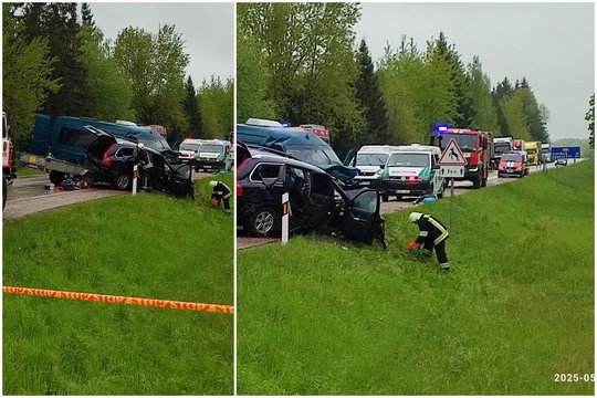 Kupiškio r. susidūrė automobilis ir mikroautobusas: sužeisti 6 žmonės, vienas žuvo