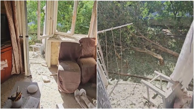 Rusija tęsia atakas: parodė, kas liko iš apšaudyto daugiabučio Chersono mieste