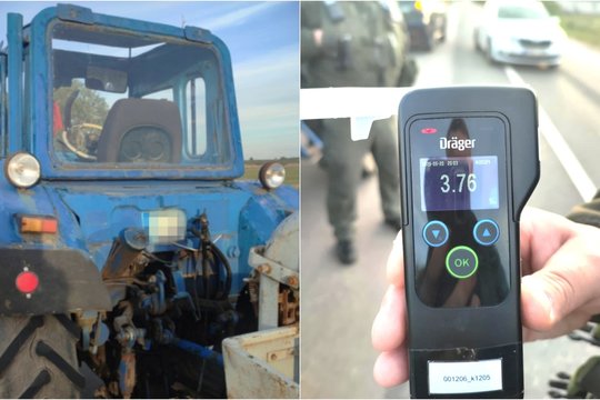 Į pasieniečių rankas pateko girtas kaip pėdas traktorininkas – pripūtė 3,76 prom.