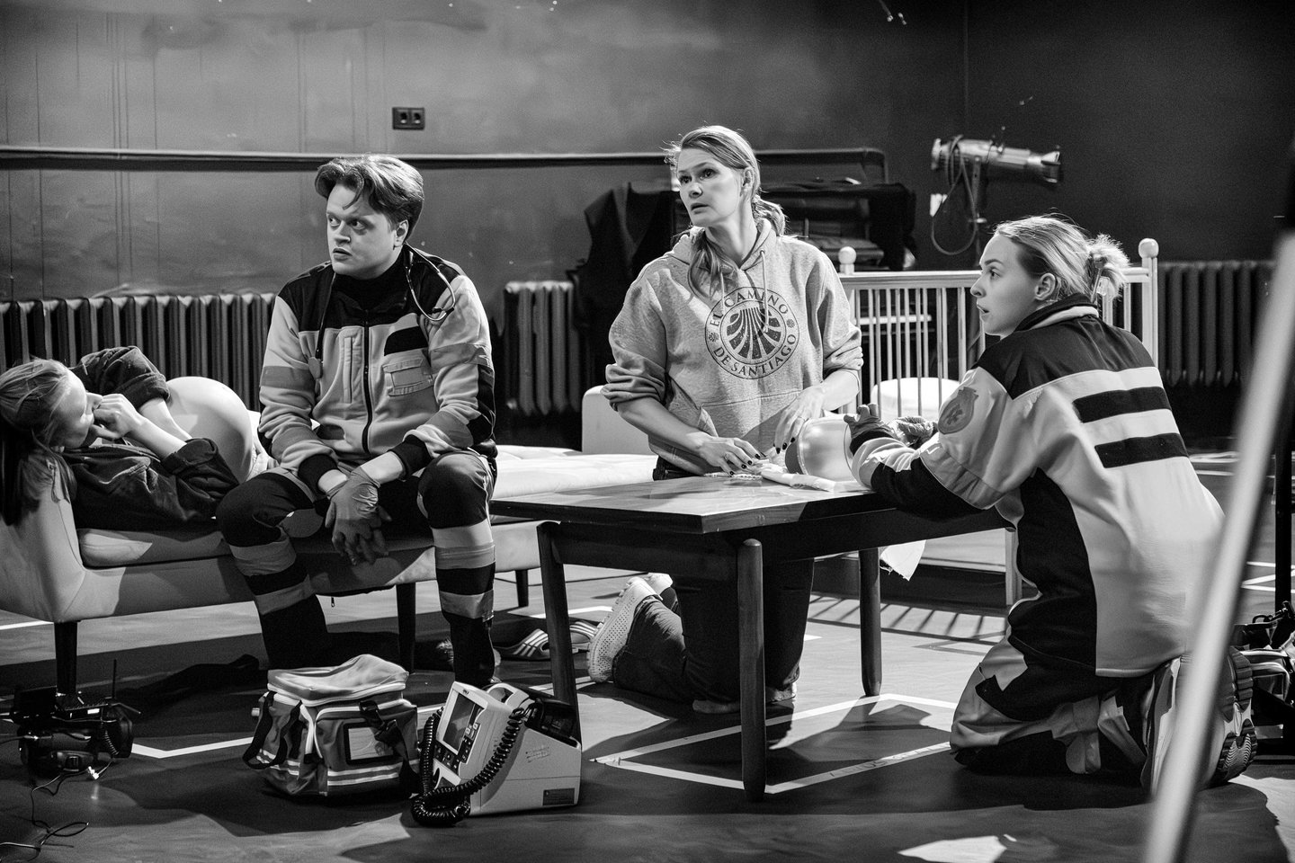 Spektaklio „Moters dalys“ repeticijos akimirkos.<br>Telmano Regimovo nuotr.