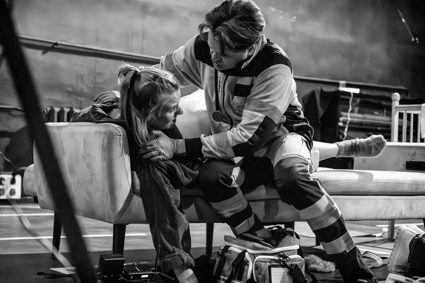 Spektaklio „Moters dalys“ repeticijos akimirkos.<br>Telmano Regimovo nuotr.