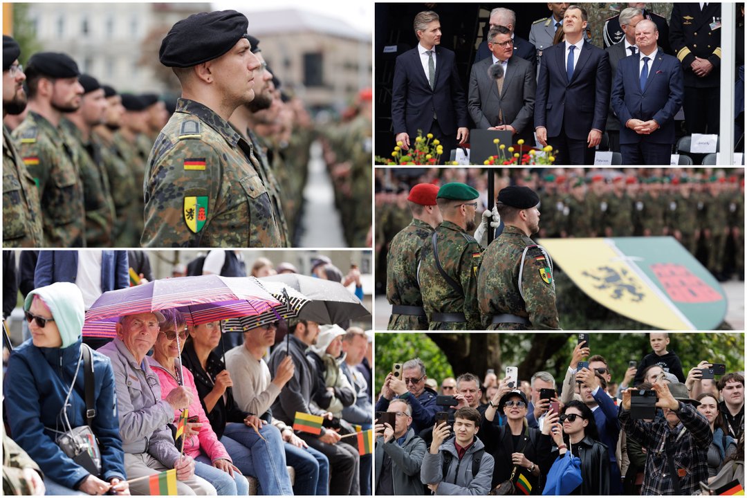 Sostinėje viešint Vokietijos kancleriui Katedros aikštėje inauguruota 45-oji šarvuotoji brigada: kadruose – iškilmingos akimirkos