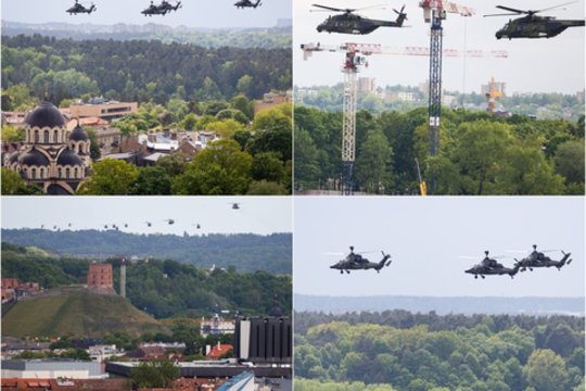 Virš sostinės – įspūdingas sraigtasparnių skrydis: dangų papuošė Vokietijos kariuomenės orlaiviai