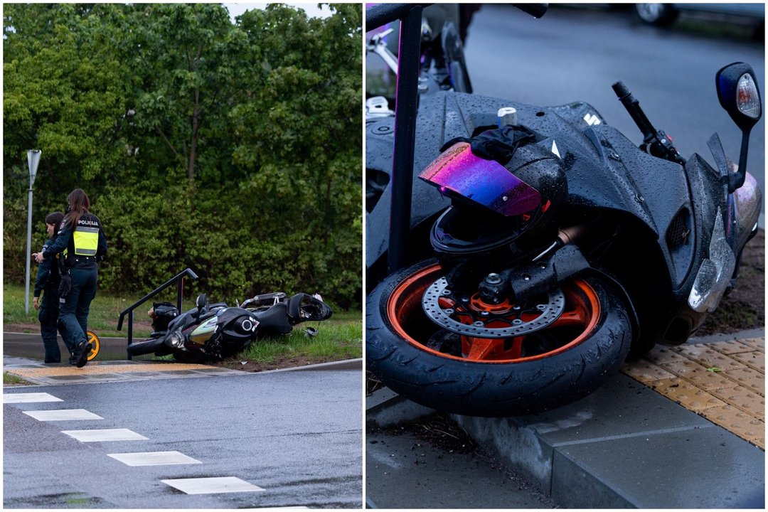 Bėgdamas nuo policijos Vilniuje susižeidė motociklininkas
