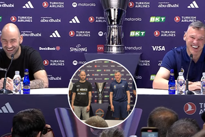 Tokios smagios konferencijos nebuvo jau seniai: „juokus skaldę“ Šaras ir V. Spanoulis neslėpė šypsenų